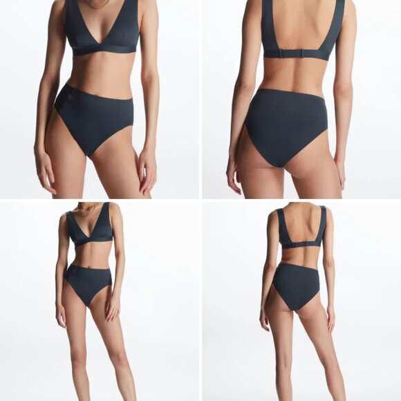 COS High-Waisted Bikini Briefs NWT Womens (Navy) Ink Blue Size 8 New With Tags - Picture 3 of 15